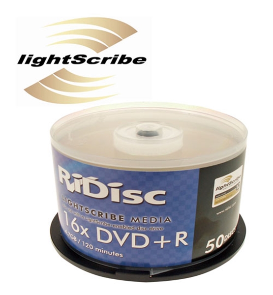 Picture of Ridisc Lightscribe 16X DVD-R complete in a 50 Disc Spindle pack