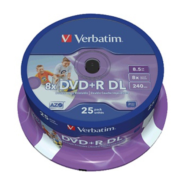 Verbatim 8x DVD R Dual Layer Printable Discs 25 Pack Pcdirectuk