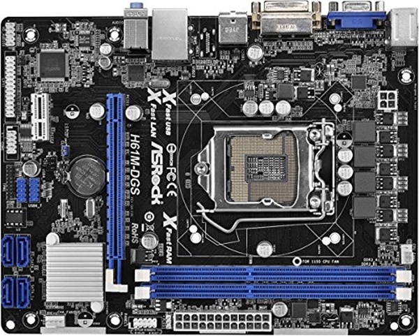 Picture of ASRock H61M-DGS R2.0 Motherboard (Intel H61, DDR3, SATA 300, Micro ATX, Socket 1155)