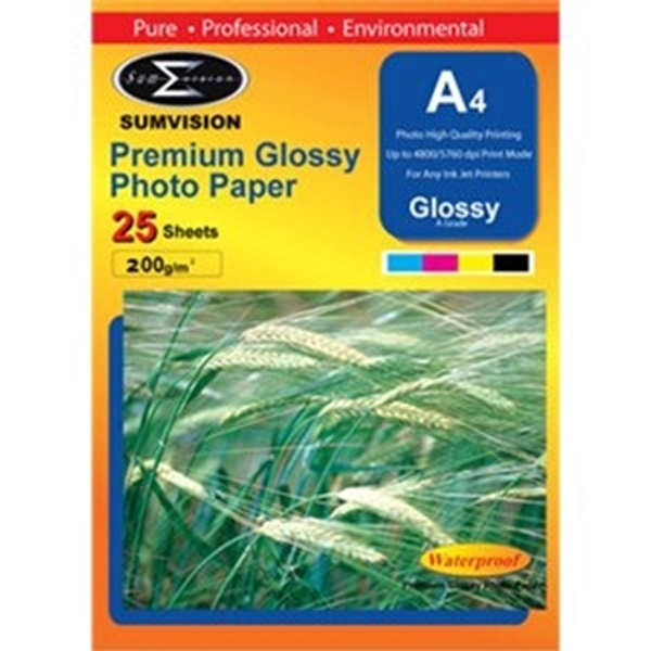 Picture of Photo Paper A4 Premium Glossy 200gm  Paper 25 Pack Waterproof