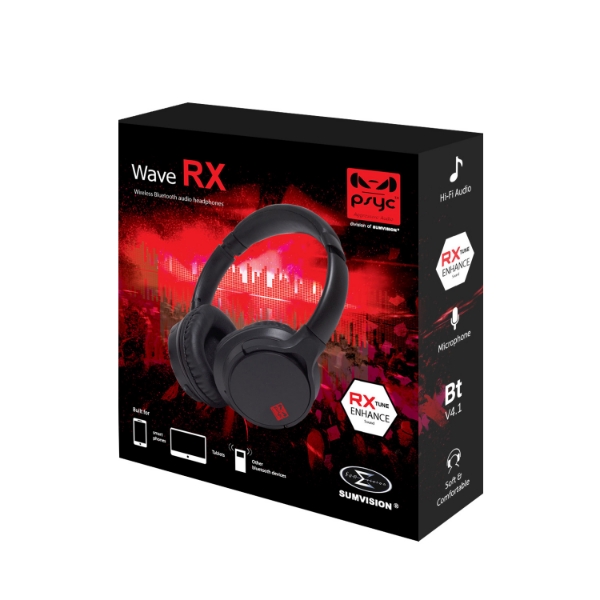 Picture of PSYC Wave RX  Bluetooth wireless  headphone stereo with builtin Mic