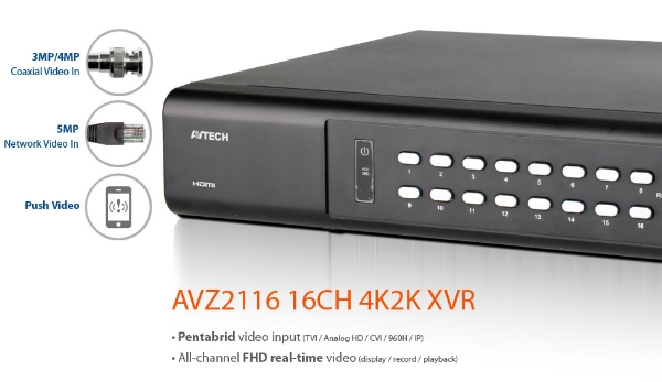 Picture of Avtech AVZ2116 16CH Pentabrid IP/HD/TVI/CVI/960H 5 in 1 + Push Video + IVS + RS4