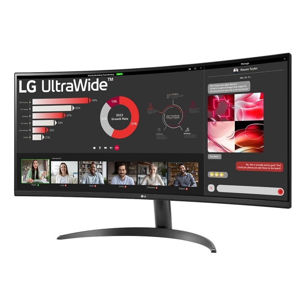 Picture of LG Electronics Curved UltraWide Monitor 34WR50QK, 34 inch, 1440p, 100Hz, 5ms Response Time, VA Panel, Smart Energy Saving, Displayport, HDMI