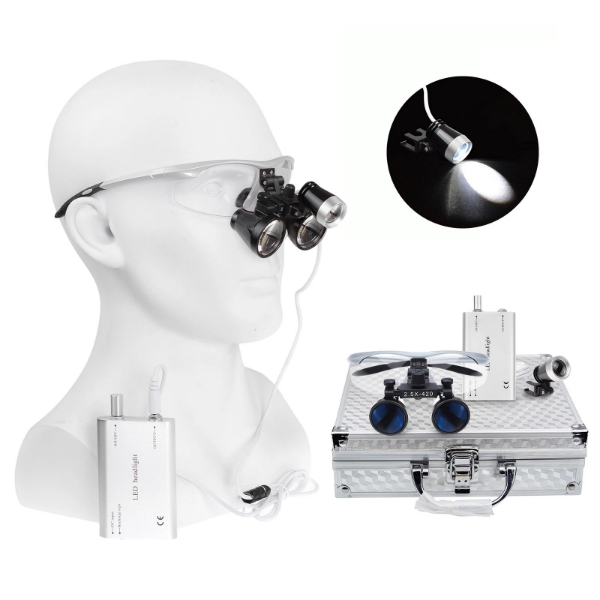 Picture of Dental Surgical Loupes 3.5x +5W LED light + Aluminium Case