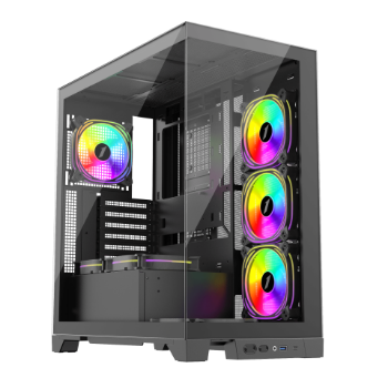 Picture of 1st Player MIKU Mi8 Black Mid Tower Case with 7 x ARGB Fans