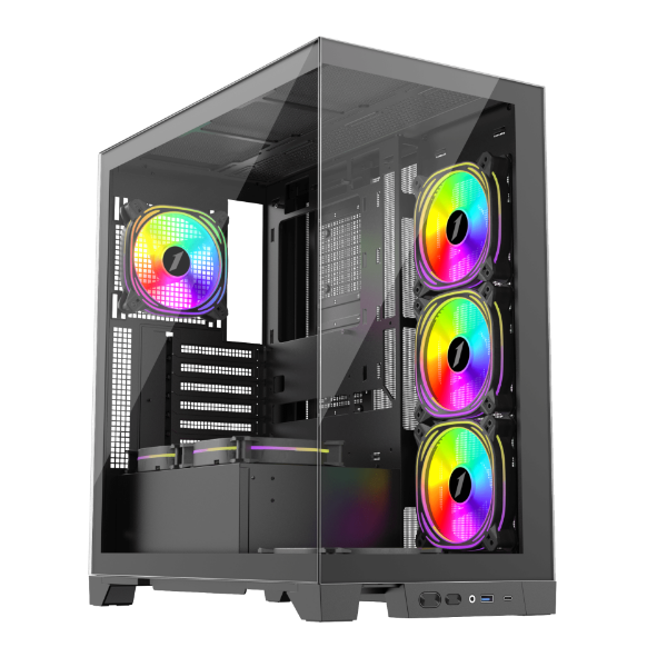 Picture of 1st Player MIKU Mi8 Black Mid Tower Case with 7 x ARGB Fans