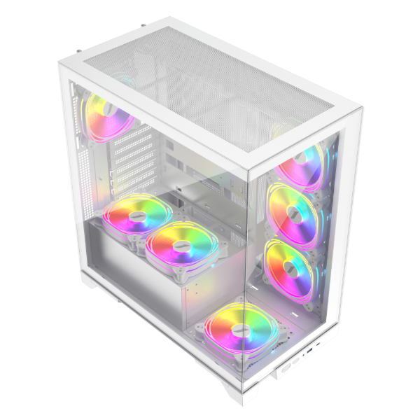 Picture of 1st Player MIKU Mi8 White Mid Tower Case with 7 x ARGB Fans