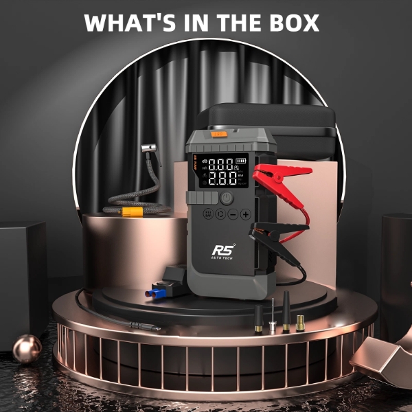 Picture of Jump Starter 8000mAh 800A Peak 4-in-1 Portable Power Bank with Air Compressor & LED Flashlight Grey