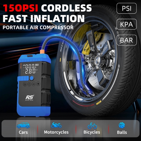 Picture of Jump Starter 8000mAh 800A Peak 4-in-1 Portable Power Bank with Air Compressor & LED Flashlight Blue