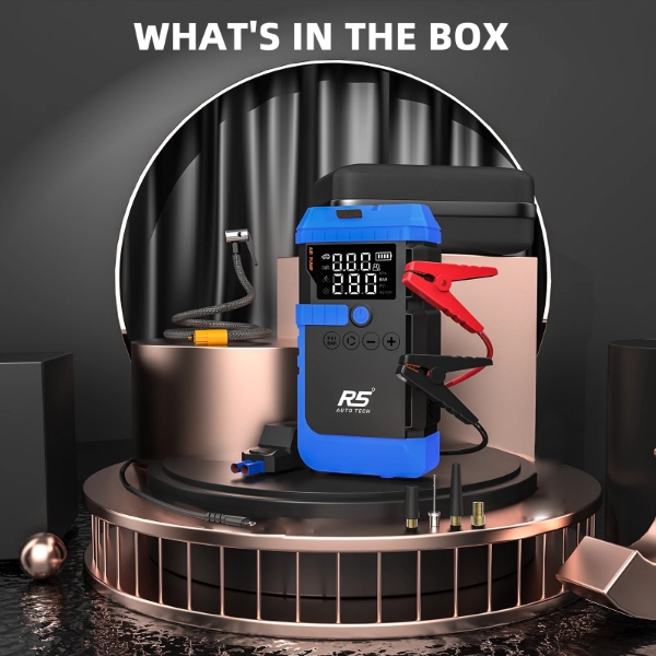 Picture of Jump Starter 8000mAh 800A Peak 4-in-1 Portable Power Bank with Air Compressor & LED Flashlight Blue