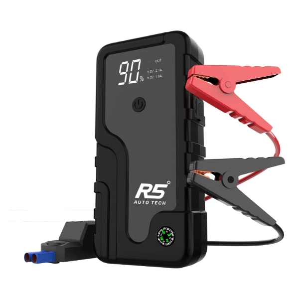 Picture of Car Jump Starter, 8000mAh, 800A Peak, 3-in-1 with LED Flashlight, Power Bank Black