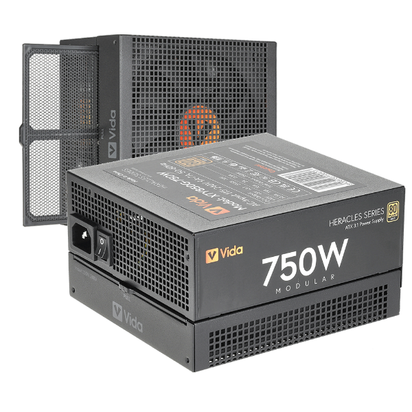 Picture of VIDA 750W Heracles Black ATX 3.1 Gaming PSU, 80+ Bronze, 14cm Ultra-Quiet FDM Fan